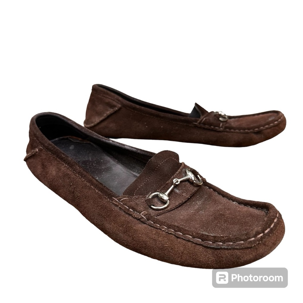 Gucci Women’s Brown Suede Horse Bit Driving Mocs Sz 10